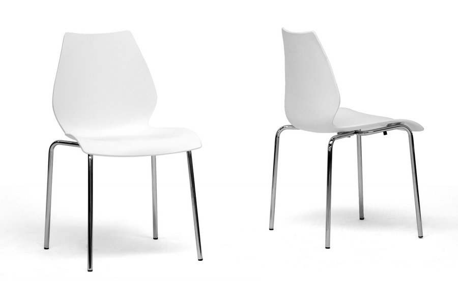 Baxton Studio Overlea White Plastic Modern Dining Chair (Set of 2)